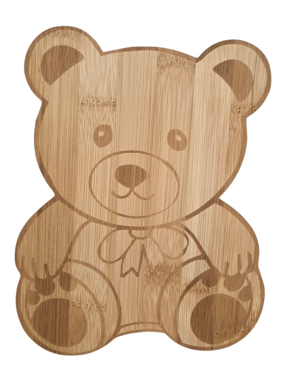 Natural Bamboo Wood Teddy Bear Home Decor Food Safe Cheese Board Serving Platter
